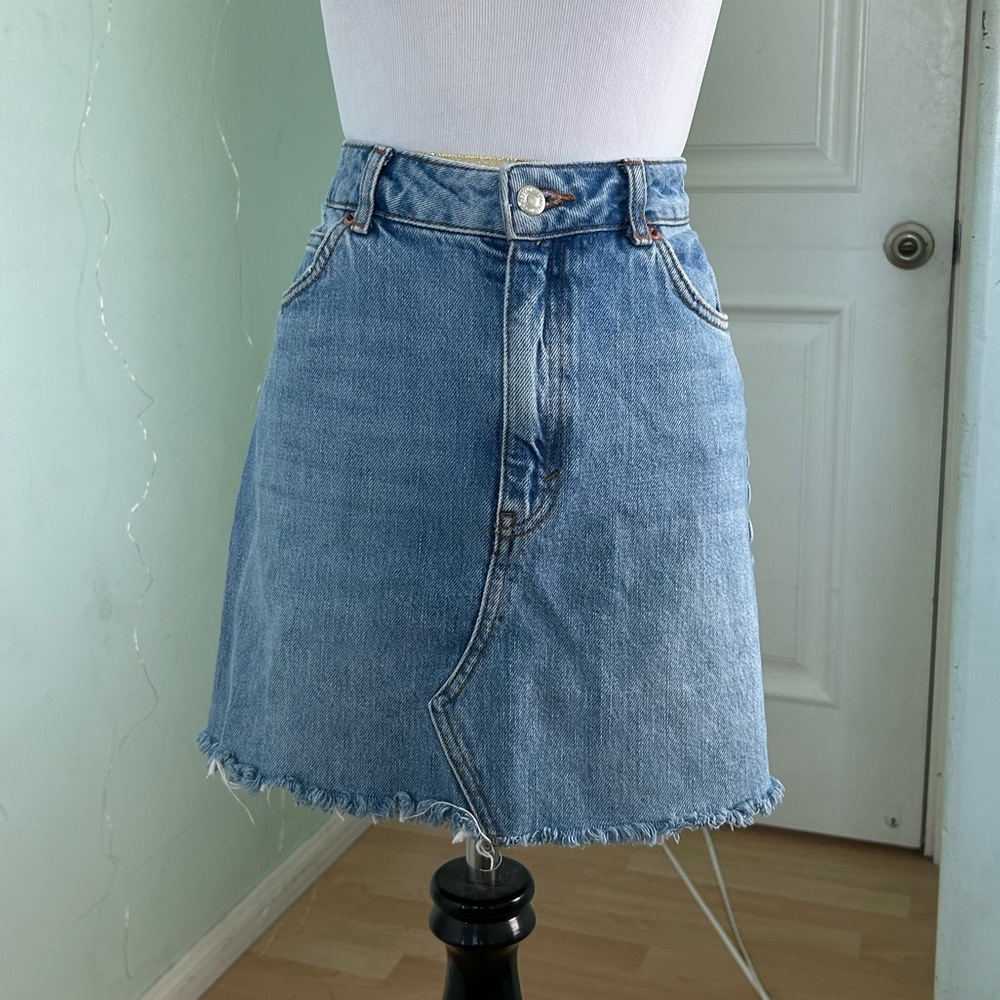 Mid Wash Topshop Light Blue Denim 90's Miniskirt